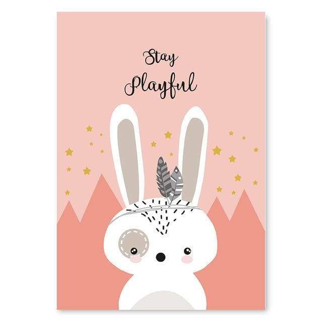 Ma Super Peluche Décoration 42 X 30cm A3 / Lapin Tableau décoratif pour chambre d’enfant avec animaux indiens et messages