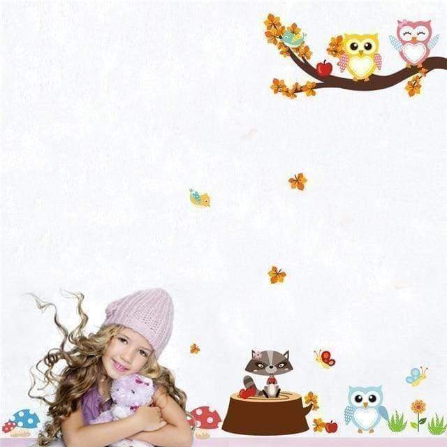 Ma Super Peluche Décoration Branche simple Sticker décoratif pour chambre d’enfant avec motif animaux et nature
