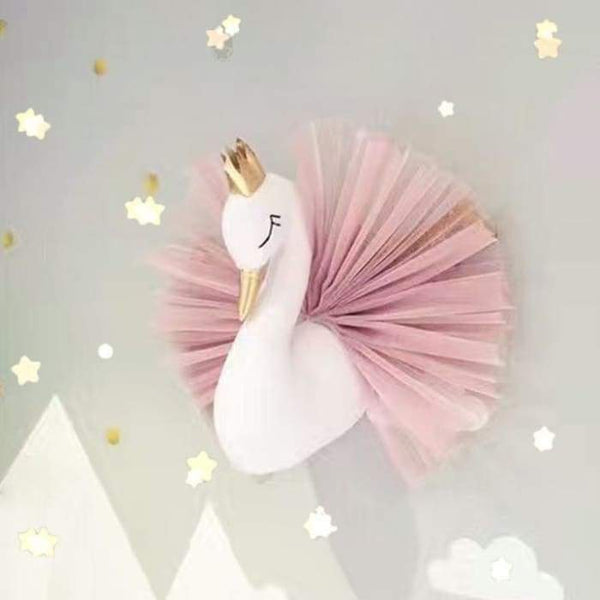 Ma Super Peluche Décoration Cygne rose Cygne blanc en peluche - Décoration murale