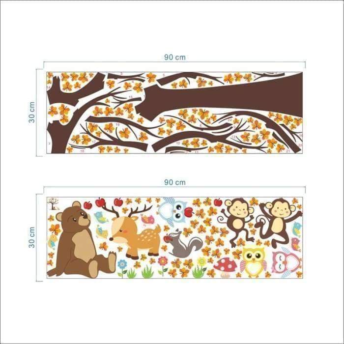 Ma Super Peluche Décoration Sticker décoratif pour chambre d’enfant avec motif animaux et nature