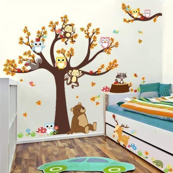 Ma Super Peluche Décoration Sticker décoratif pour chambre d’enfant avec motif animaux et nature