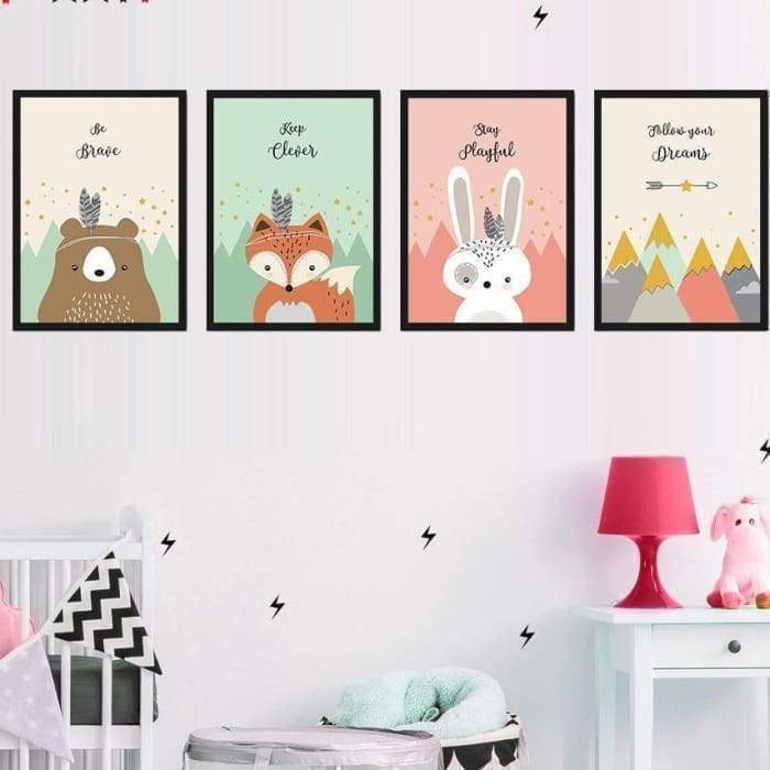 Ma Super Peluche Décoration Tableau décoratif pour chambre d’enfant avec animaux indiens et messages