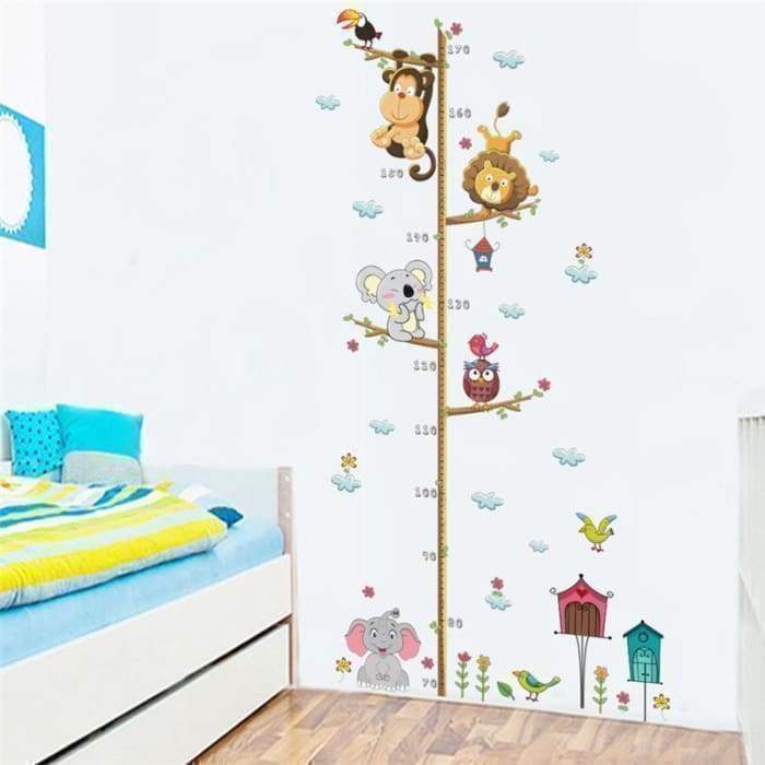 Ma Super Peluche Décoration Toise murale autocollante avec motif animaux pour mesure enfant