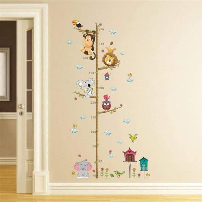 Ma Super Peluche Décoration Toise murale autocollante avec motif animaux pour mesure enfant