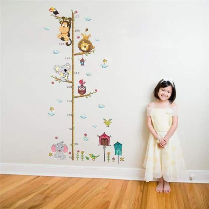 Ma Super Peluche Décoration Toise murale autocollante avec motif animaux pour mesure enfant