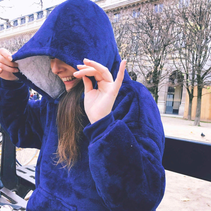 Ma Super Peluche Nos autres produits Bleu Sweat-shirt plaid super confortable